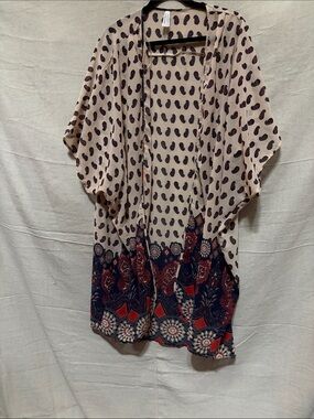 Live 4 Truth Beige Paisley & Navy Border Kimono Wrap